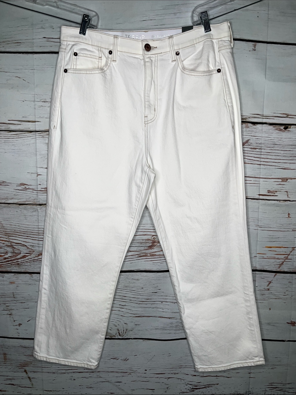 Torrid Nwt Size 12 White Classic Denim High Rise Straight Ankle Crop Jeans